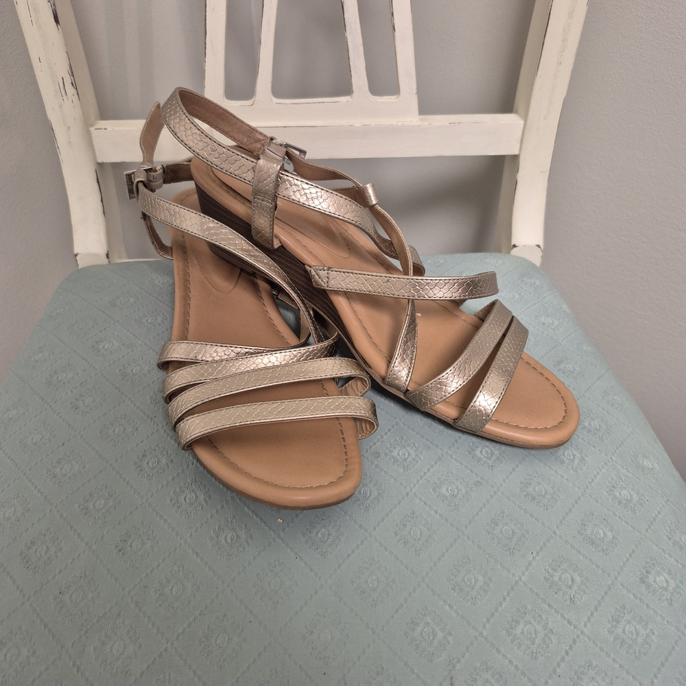 New Directions Metallic Strappy Sandals
